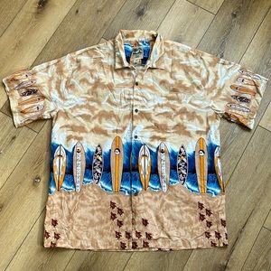 Steve & Barry’s Mens Classic Hawaiian Shirt XXL Surfboards Sea Turtles